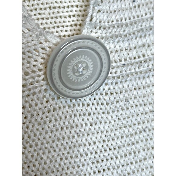 Per Una Made In Italy Cream Crocheted Tunic Sweater Women XL Flare Sleeve Top - Picture 3 of 7